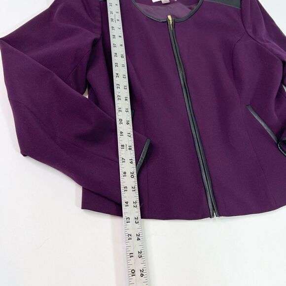 Calvin Klein Jacket Womens Size 14 Purple Front Zip Stretch Lined Blazer - Picture 5 of 12